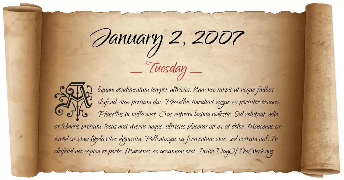 January 2, 2007 date scroll poster