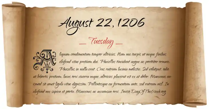 Tuesday August 22, 1206