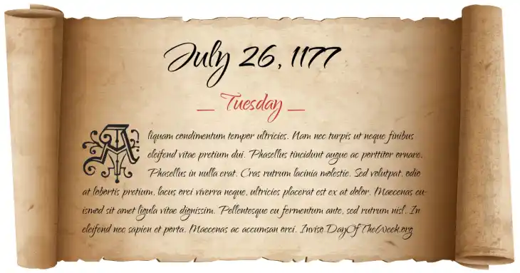 Tuesday July 26, 1177