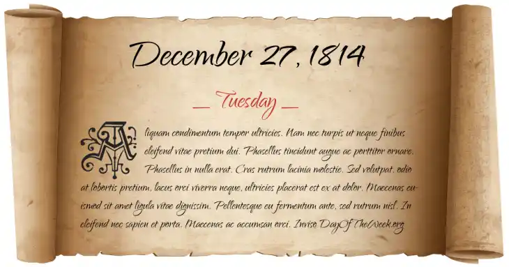 Tuesday December 27, 1814