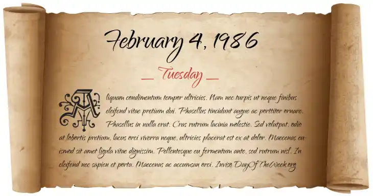 Tuesday February 4, 1986
