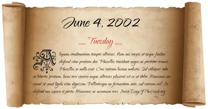 Tuesday June 4, 2002