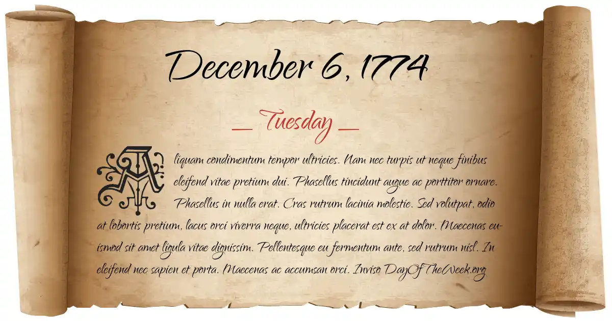 December 6, 1774 date scroll poster