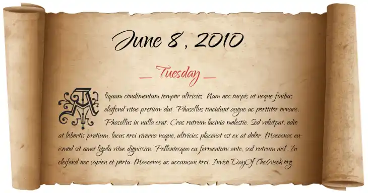 Tuesday June 8, 2010