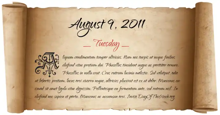 Tuesday August 9, 2011