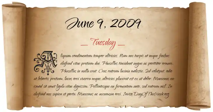 Tuesday June 9, 2009