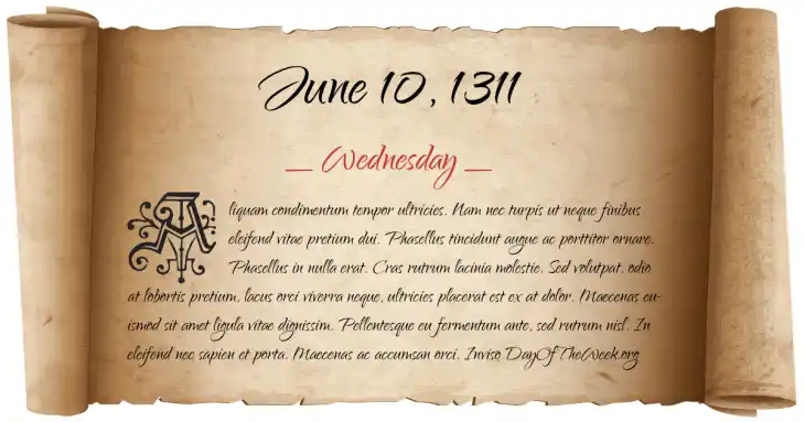 Wednesday June 10, 1311