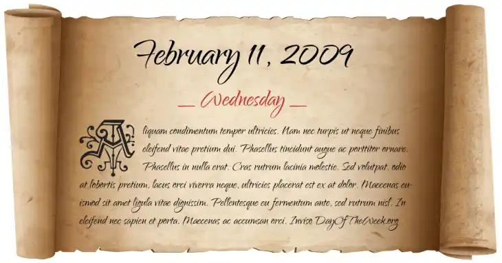 Wednesday February 11, 2009