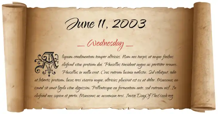 Wednesday June 11, 2003