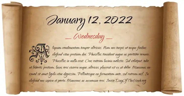 Wednesday January 12, 2022