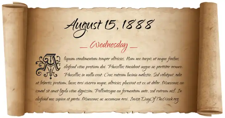 Wednesday August 15, 1888