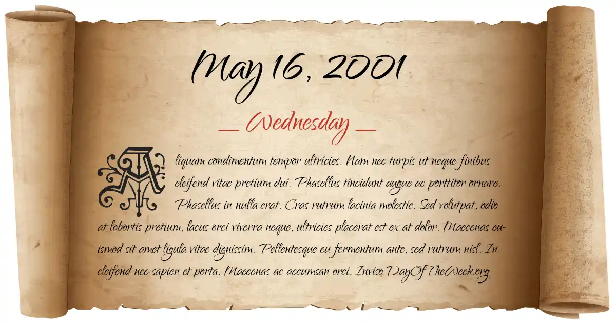 May 16, 2001 date scroll poster