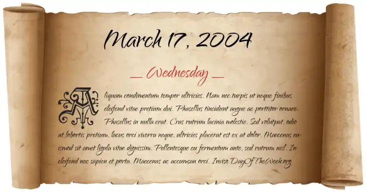 Wednesday March 17, 2004