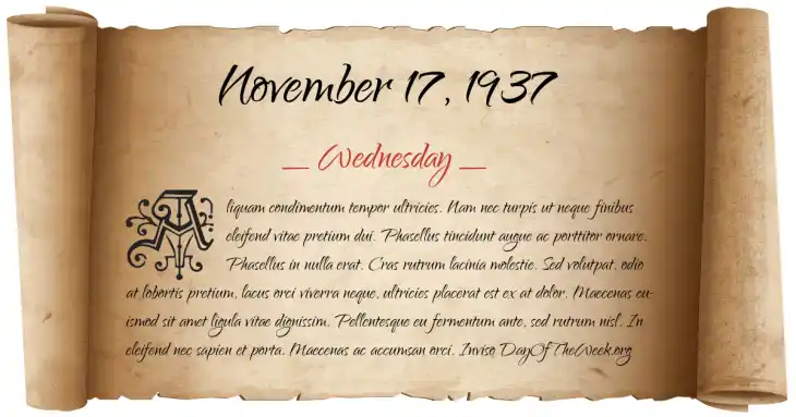 Wednesday November 17, 1937