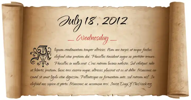 Wednesday July 18, 2012