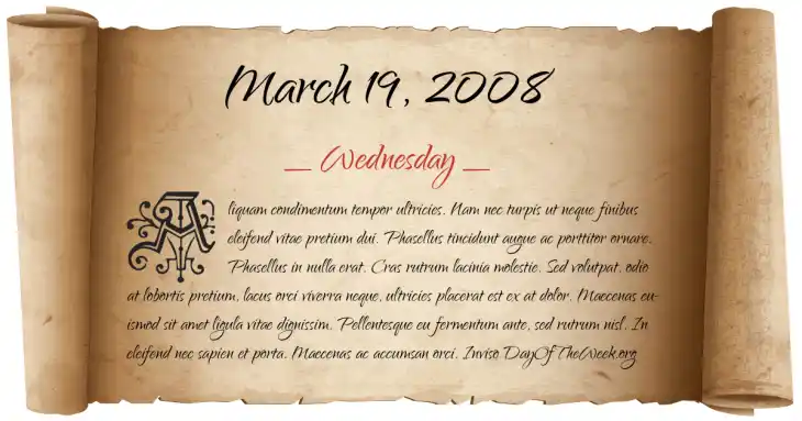 Wednesday March 19, 2008