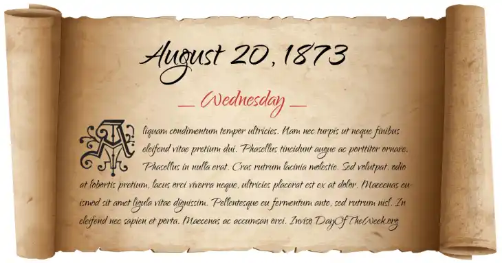 Wednesday August 20, 1873