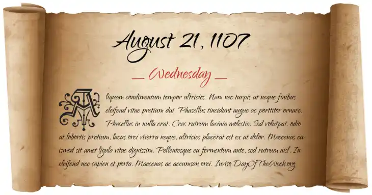 Wednesday August 21, 1107