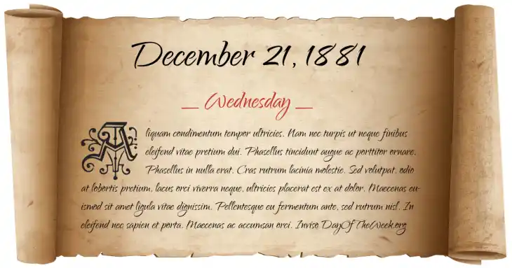 Wednesday December 21, 1881