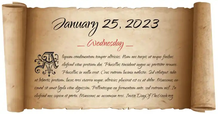 Wednesday January 25, 2023