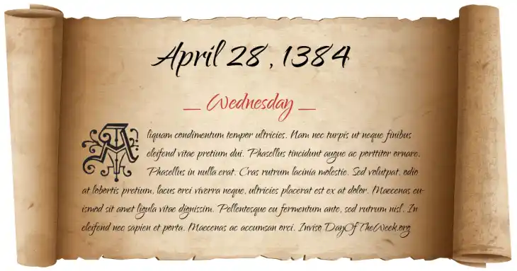 Wednesday April 28, 1384