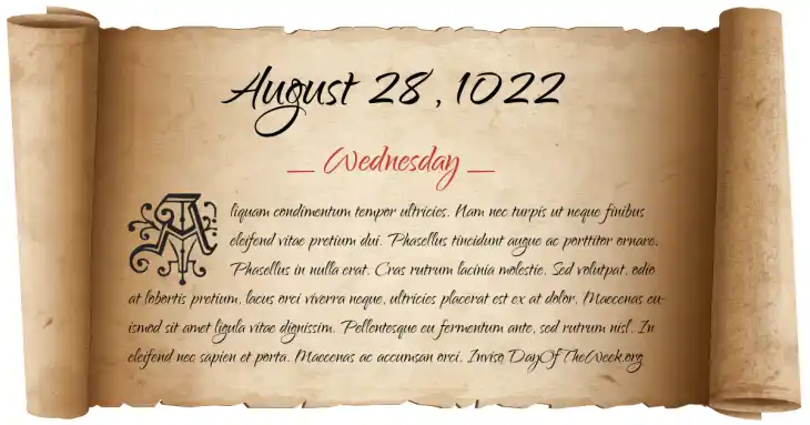 Wednesday August 28, 1022