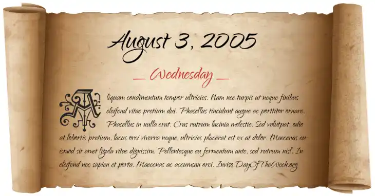 Wednesday August 3, 2005