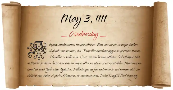 Wednesday May 3, 1111