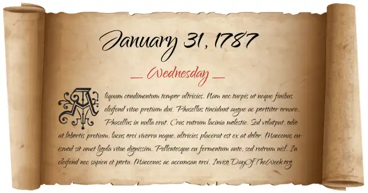Wednesday January 31, 1787