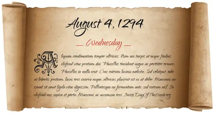 Wednesday August 4, 1294