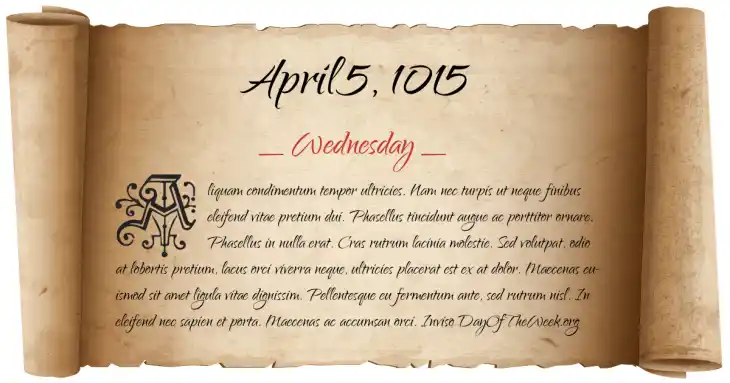 Wednesday April 5, 1015