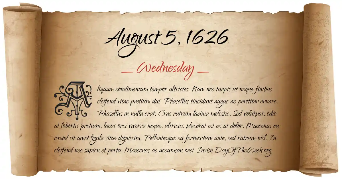 August 5, 1626 date scroll poster