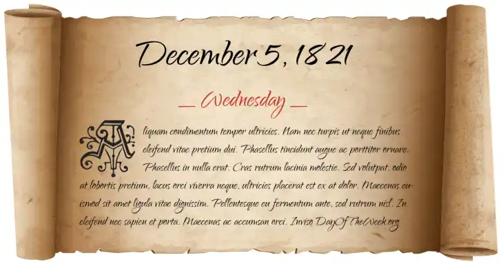 Wednesday December 5, 1821