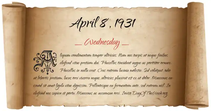 Wednesday April 8, 1931