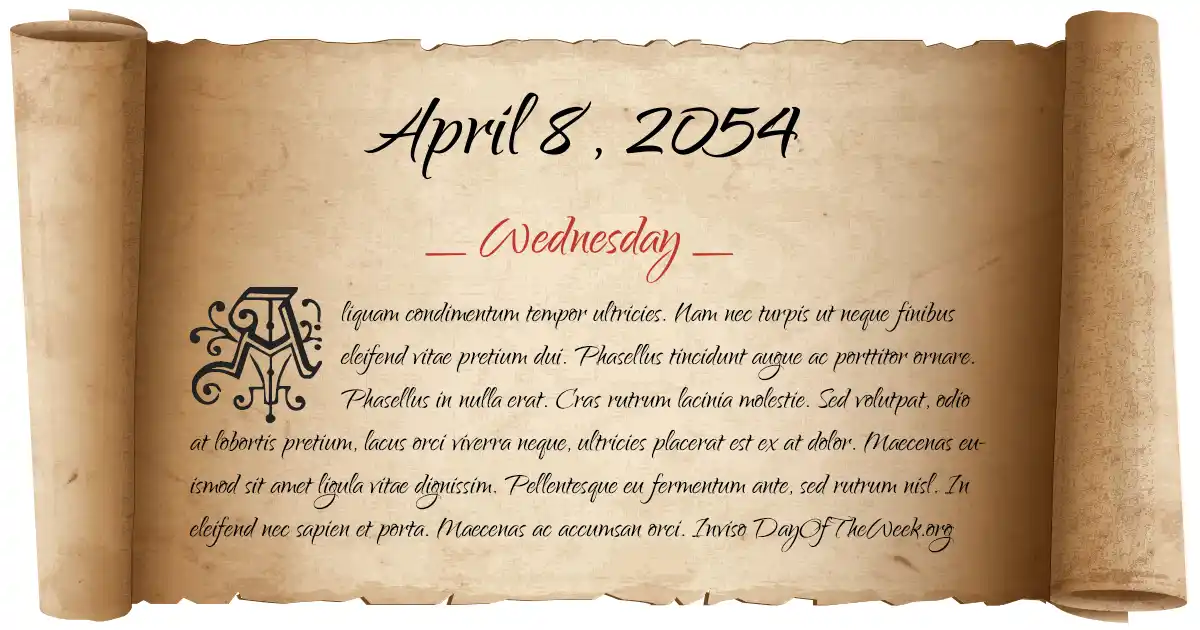 April 8, 2054 date scroll poster